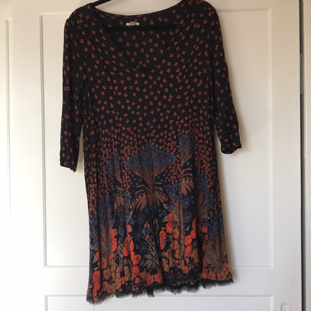 Three quarter sleeved floral flowy dress